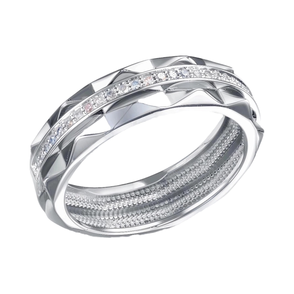 Ювелирное изделие - Обручальное кольцо из белого золота с бриллиантами в магазине Best-Gold 066335