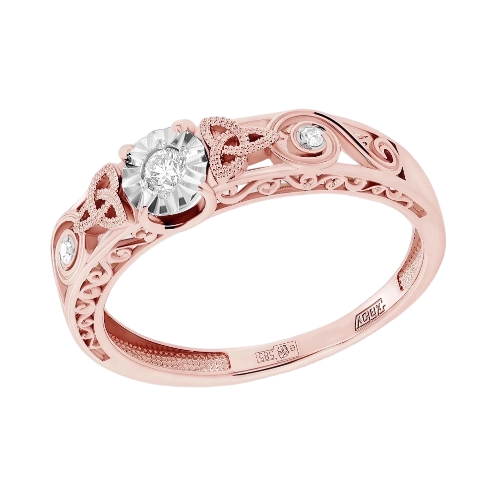 Кольцо из красного золота с бриллиантами Ювелирное изделие - Кольцо из красного золота с бриллиантами в магазине Best-Gold 154904