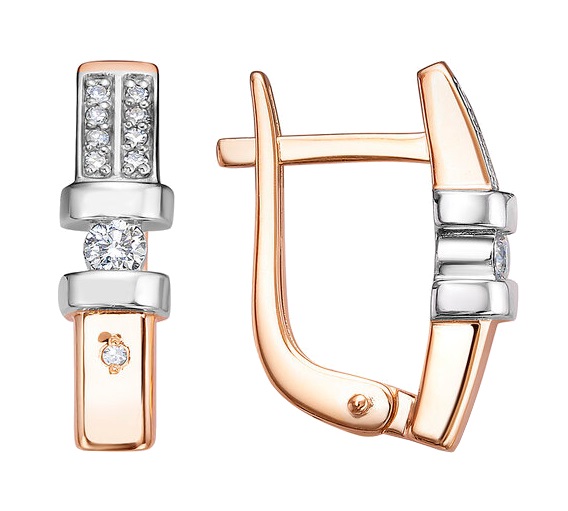 Ювелирное изделие - Серьги из красного золота с бриллиантами в магазине Best-Gold 035202