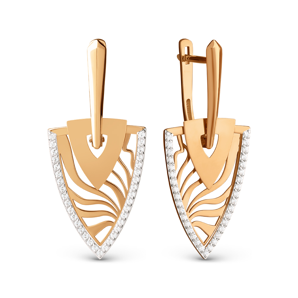 Ювелирное изделие - Серьги из красного золота с фианитами в магазине Best-Gold 151615