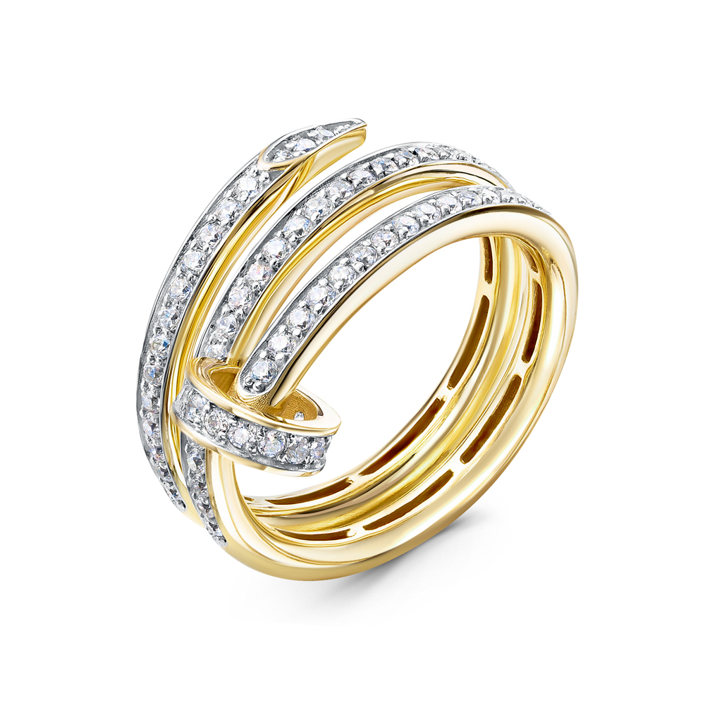 Кольцо из желтого золота с фианитами Ювелирное изделие - Кольцо из желтого золота с фианитами в магазине Best-Gold 149582