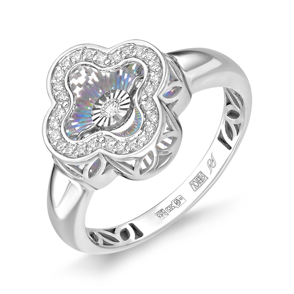 Ювелирное изделие - Кольцо из белого золота с бриллиантами в магазине Best-Gold 157228