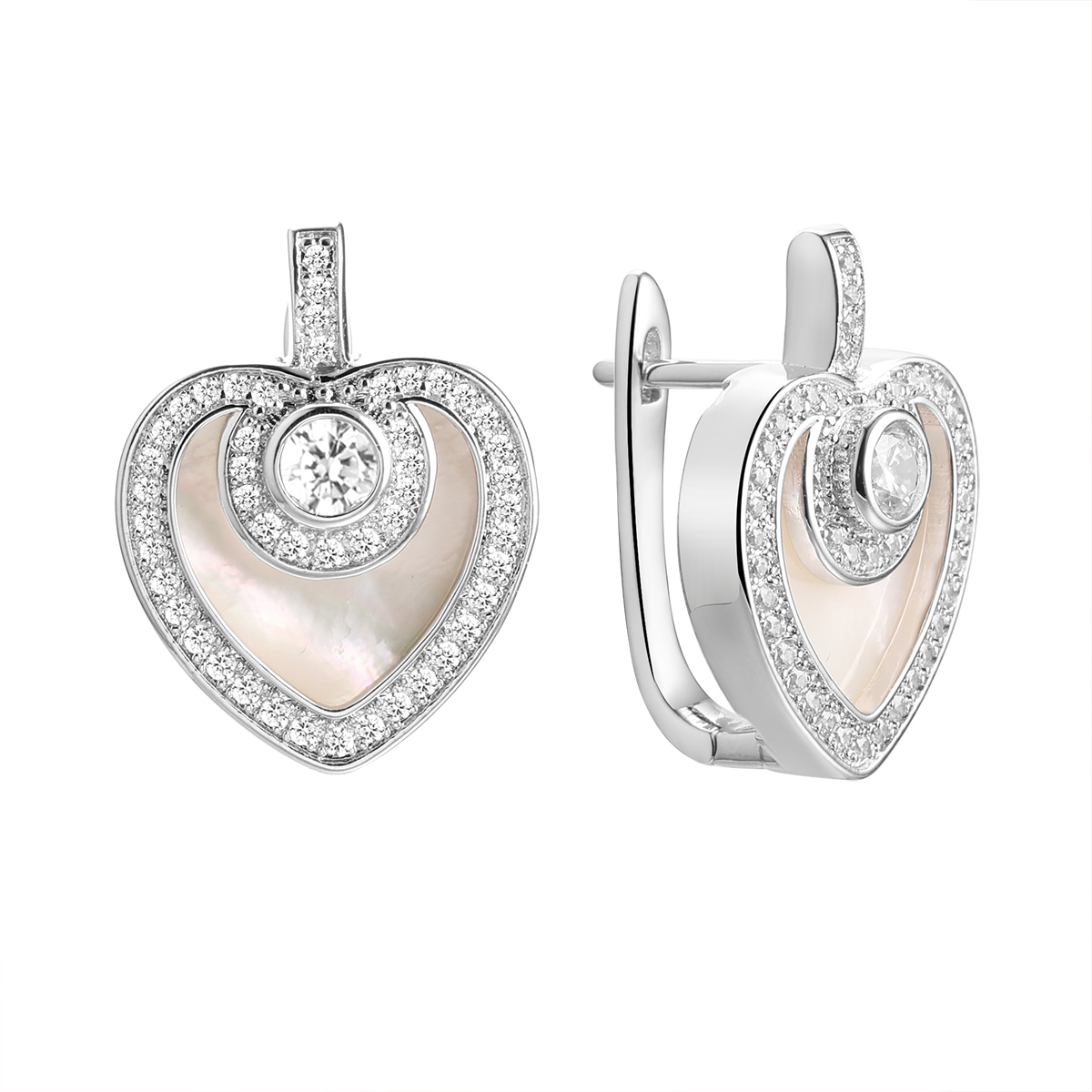 Серьги из серебра с перламутром и фианитами Ювелирное изделие - Серьги из серебра с перламутром и фианитами в магазине Best-Gold 149593