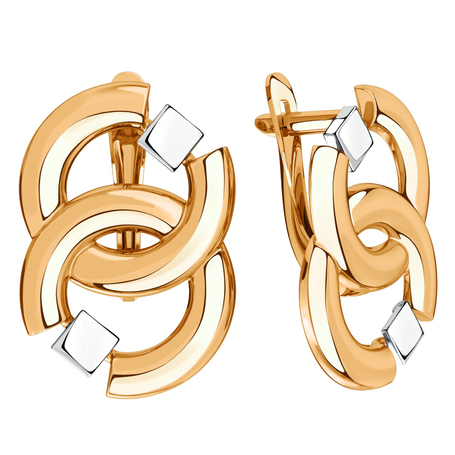 Серьги из комбинированного золота Ювелирное изделие - Серьги из комбинированного золота в магазине Best-Gold 030421