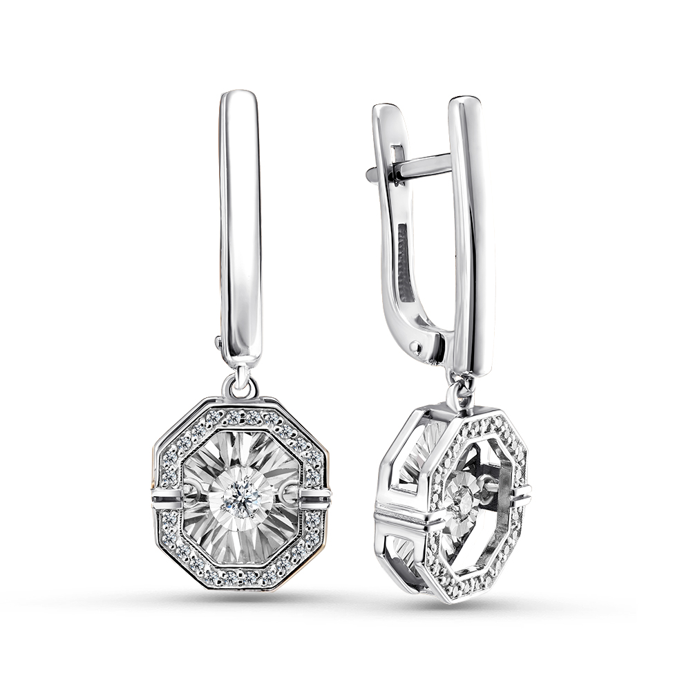 Серьги из белого золота с бриллиантами Ювелирное изделие - Серьги из белого золота с бриллиантами в магазине Best-Gold 099650