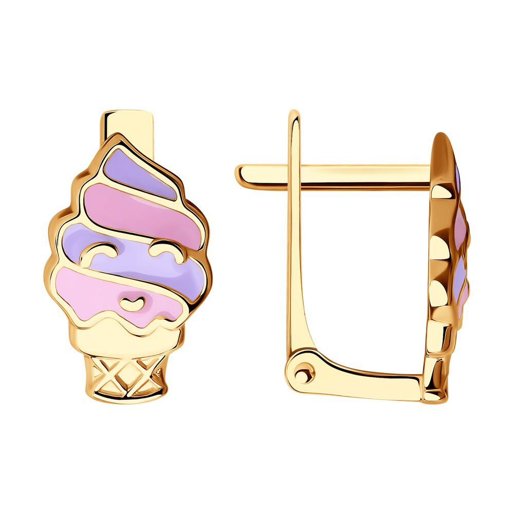 Серьги из красного золота с эмалью Ювелирное изделие - Серьги из красного золота с эмалью в магазине Best-Gold 031924