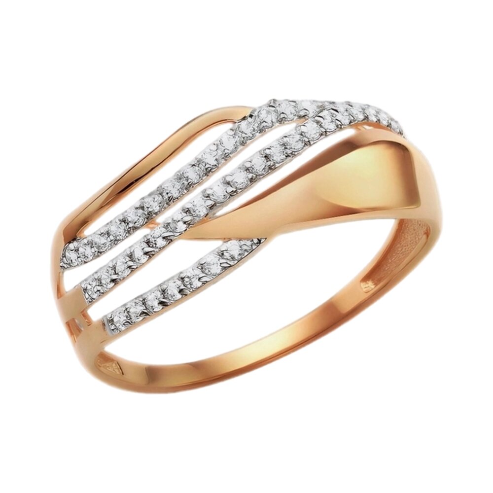 Кольцо из красного золота с фианитами