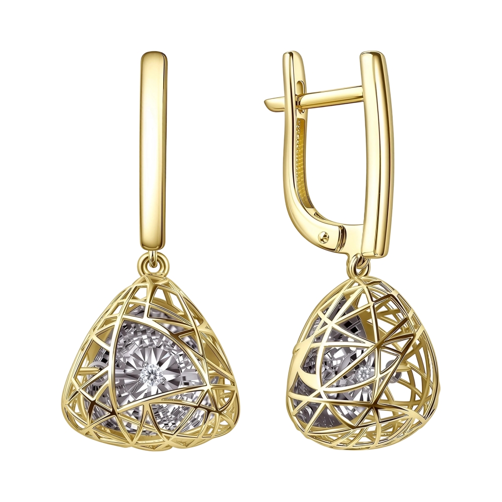 Ювелирное изделие - Серьги из желтого золота с бриллиантами в магазине Best-Gold 157288