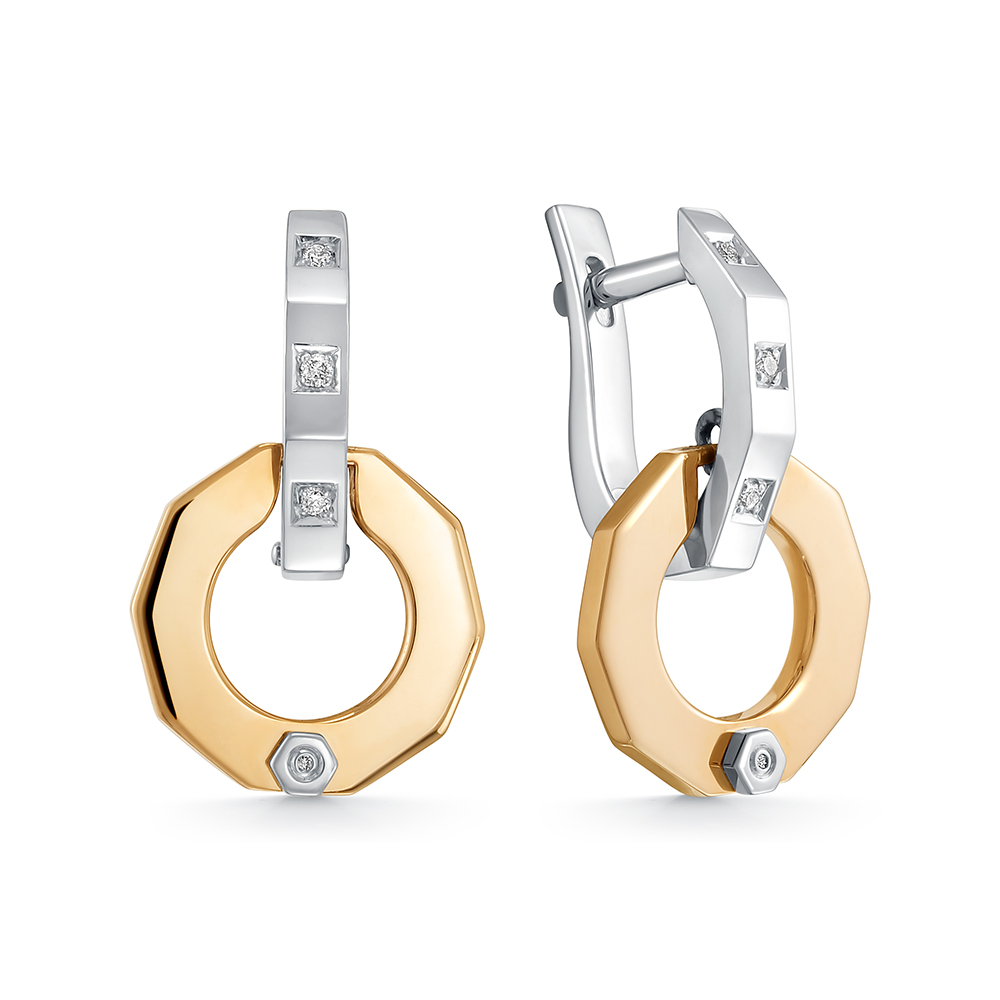 Ювелирное изделие - Серьги из комбинированного золота с бриллиантами в магазине Best-Gold 142101