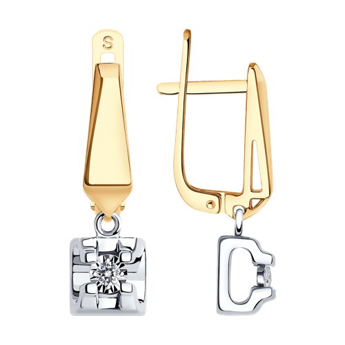 Ювелирное изделие - Серьги из комбинированного золота с бриллиантами в магазине Best-Gold 140545