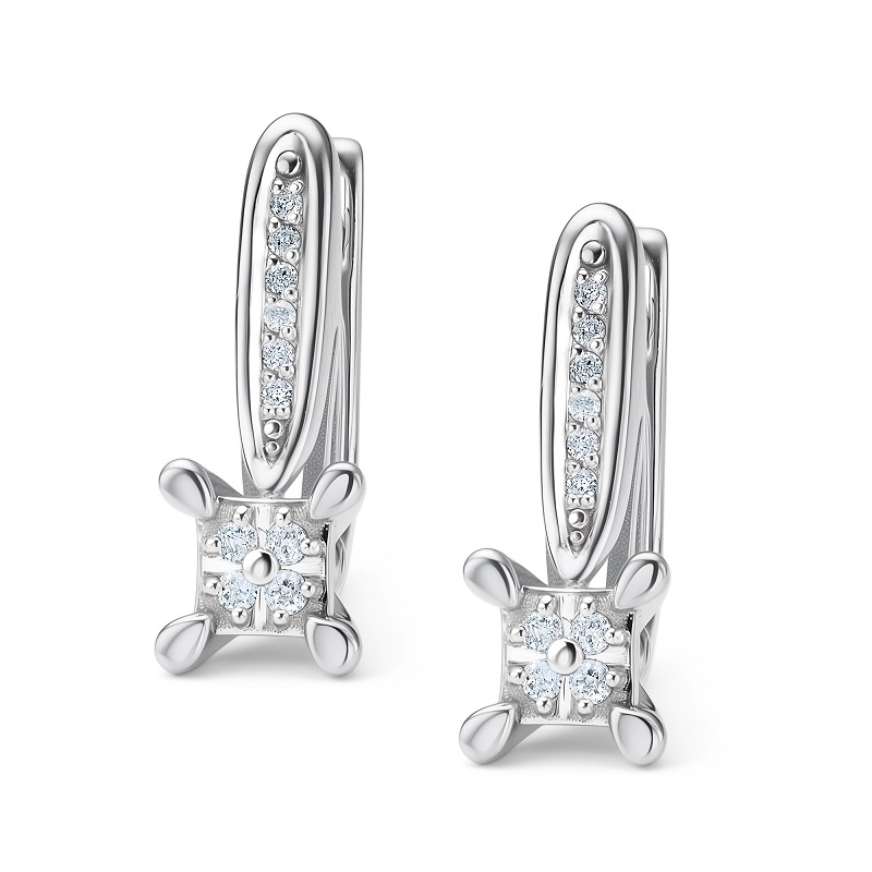 Ювелирное изделие - Серьги из белого золота с брилиантами в магазине Best-Gold 154392