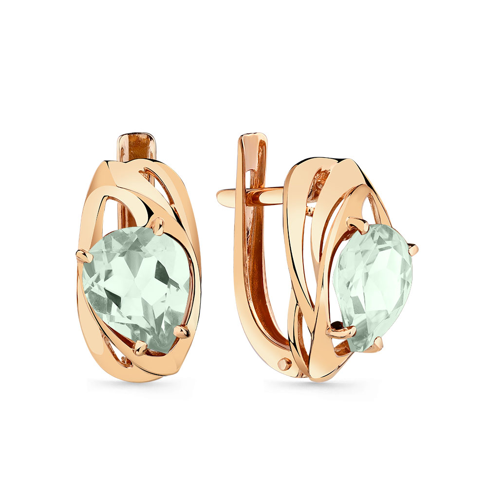 Серьги из красного золота с празиолитом Ювелирное изделие - Серьги из красного золота с празиолитом в магазине Best-Gold 142893