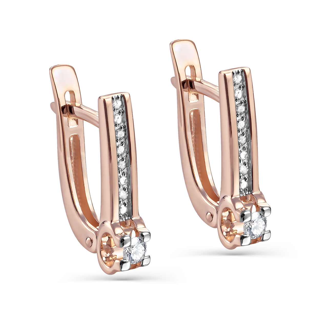 Ювелирное изделие - Серьги из красного золота с бриллиантами в магазине Best-Gold 154936