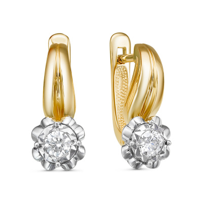 Серьги из комбинированного золота с бриллиантами Ювелирное изделие - Серьги из комбинированного золота с бриллиантами в магазине Best-Gold 051246