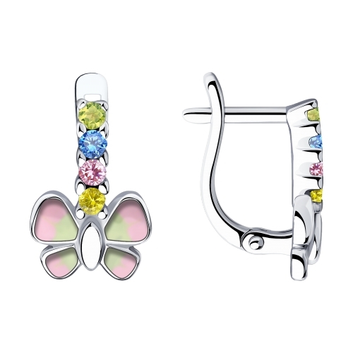 Серьги из серебра с фианитами и эмалью Ювелирное изделие - Серьги из серебра с фианитами и эмалью в магазине Best-Gold 012785