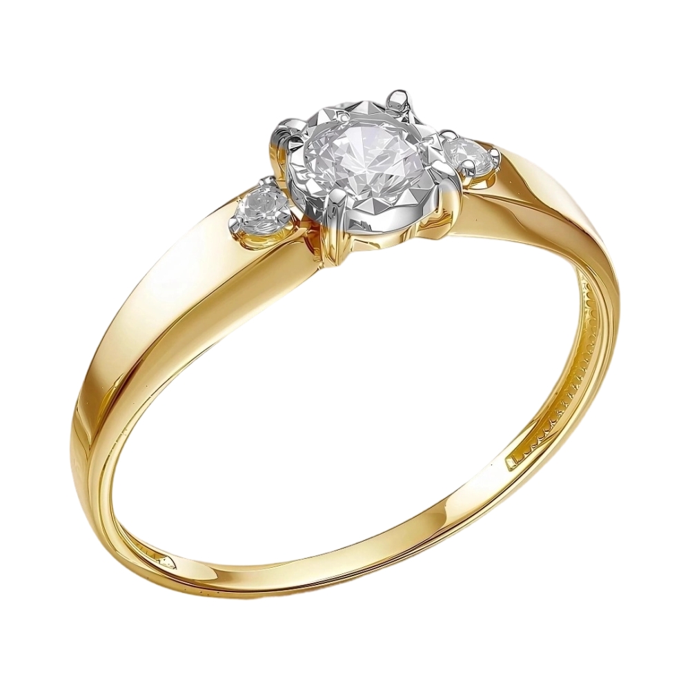 Кольцо из жёлтого золота с фианитами Ювелирное изделие - Кольцо из жёлтого золота с фианитами в магазине Best-Gold 128149