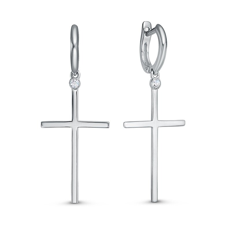 Ювелирное изделие - Серьги из белого золота с фианитами в магазине Best-Gold 142543