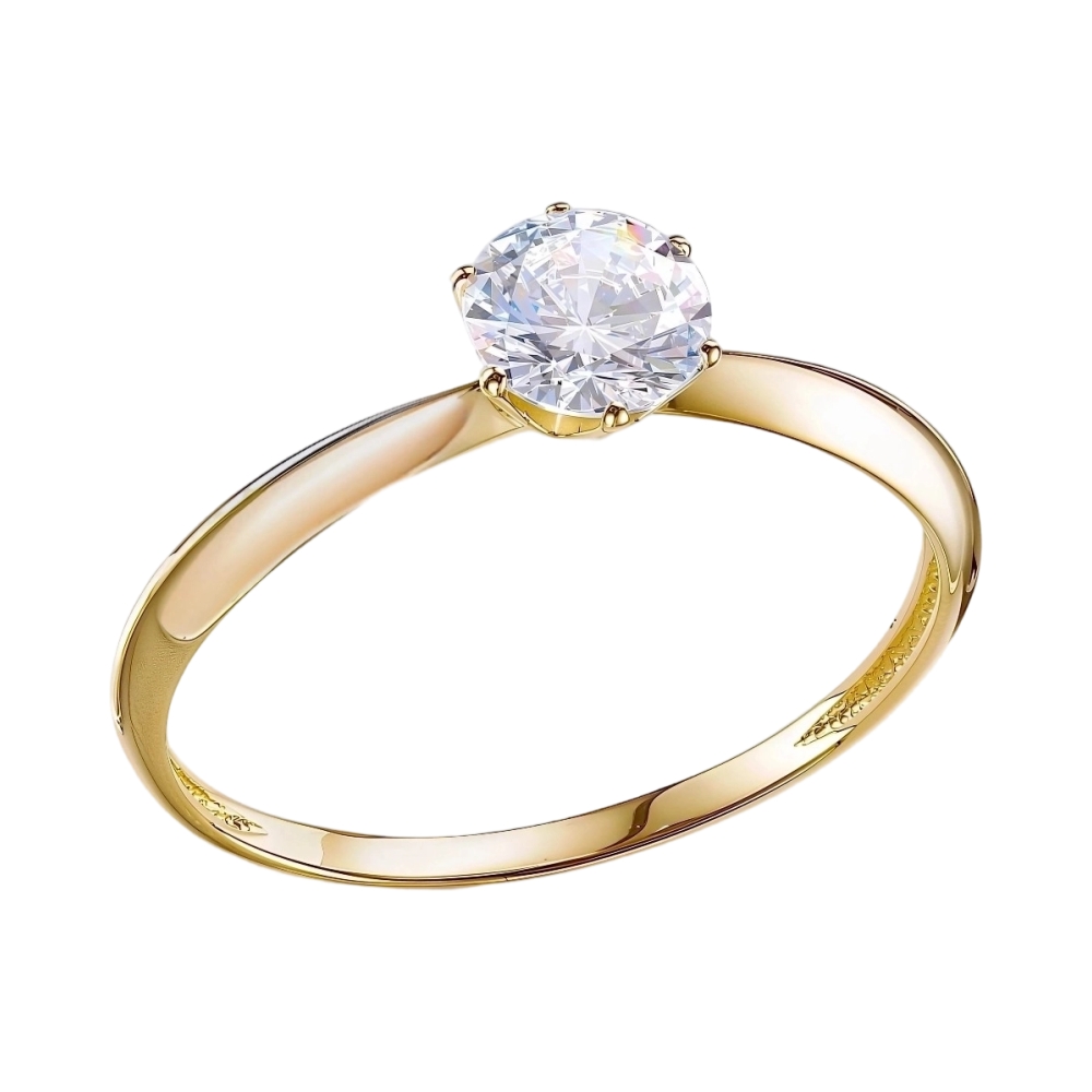 Ювелирное изделие - Кольцо помолвочное из жёлтого золота с фианитом в магазине Best-Gold 106350