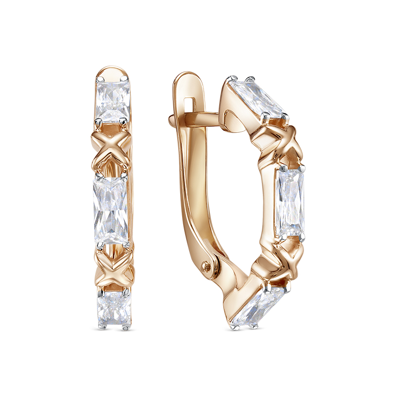 Ювелирное изделие - Серьги из красного золота с фианитами в магазине Best-Gold 140492