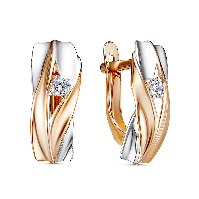 Серьги из красного золота с фианитами Ювелирное изделие - Серьги из красного золота с фианитами в магазине Best-Gold 034463