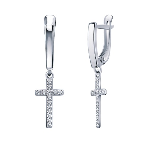 Серьги из белого золота с фианитами Ювелирное изделие - Серьги из белого золота с фианитами в магазине Best-Gold 102121