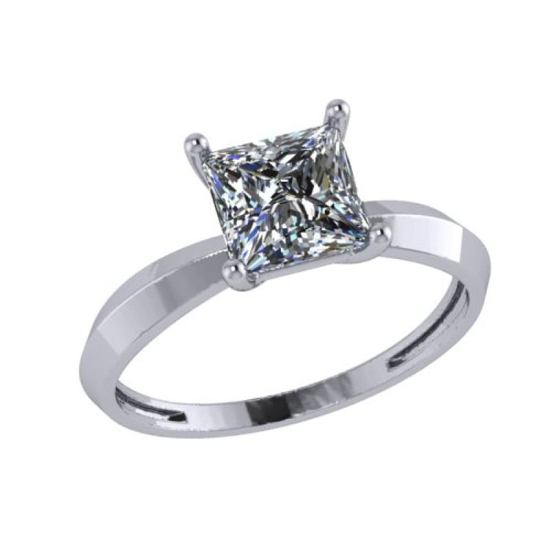 Кольцо помолвочное из белого золота с бриллиантом