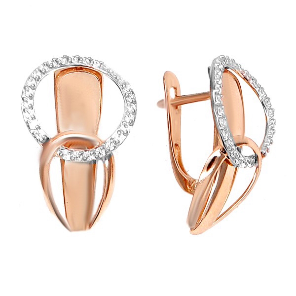 Ювелирное изделие - Серьги из красного золота с фианитами в магазине Best-Gold 145406