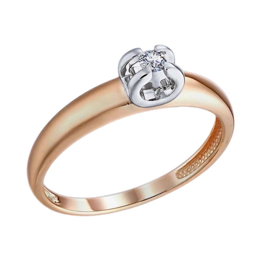 Ювелирное изделие - Кольцо из красного золота с бриллиантом в магазине Best-Gold 153707