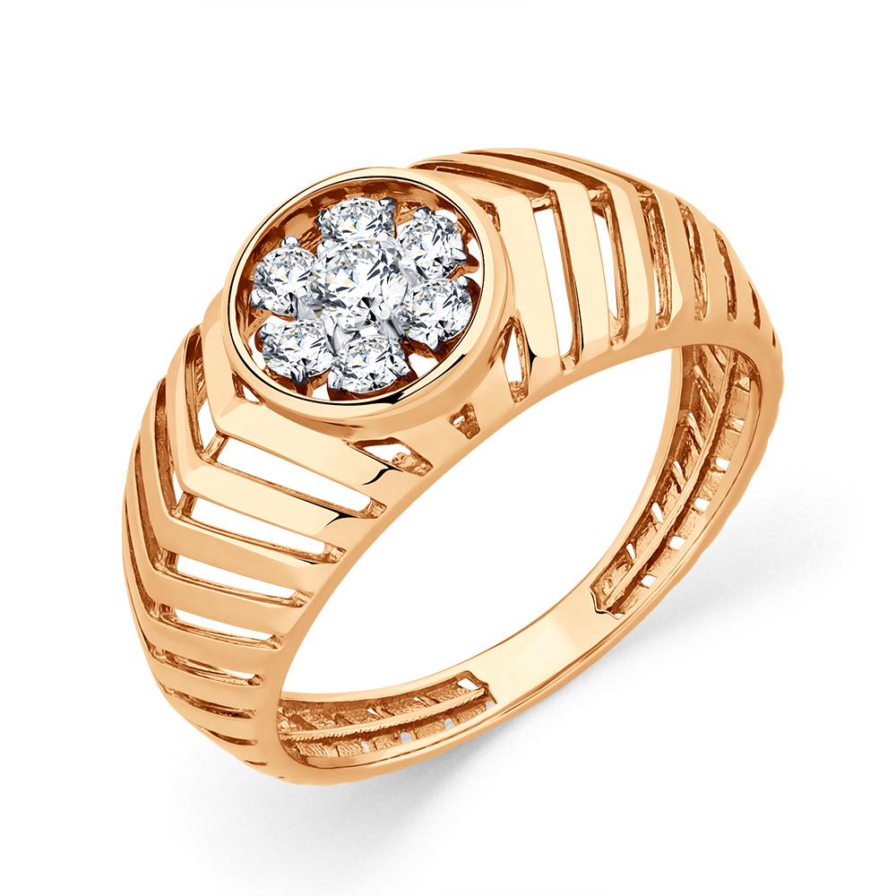 Ювелирное изделие - Кольцо из красного золота с фианитами в магазине Best-Gold 149474