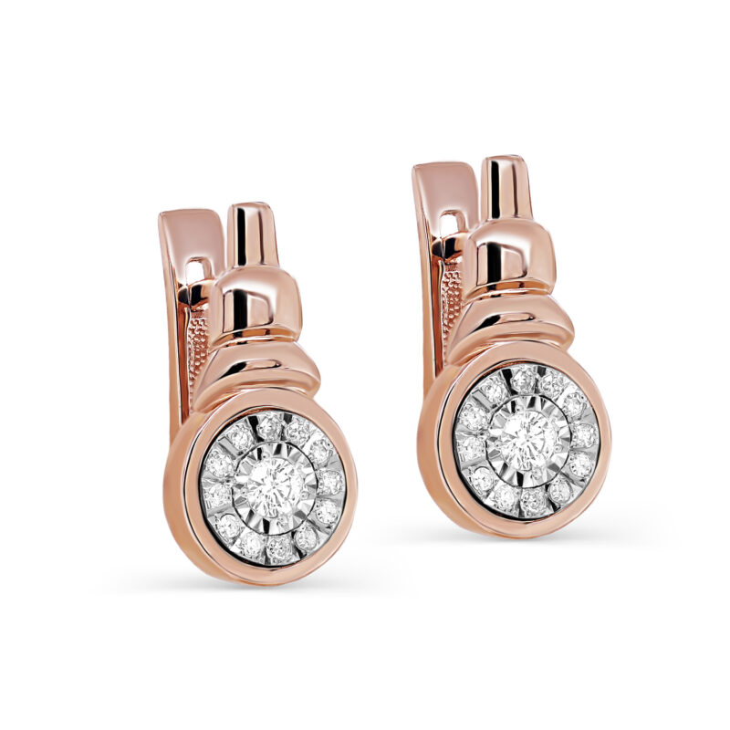 Серьги из красного золота с бриллиантами Ювелирное изделие - Серьги из красного золота с бриллиантами в магазине Best-Gold 078702