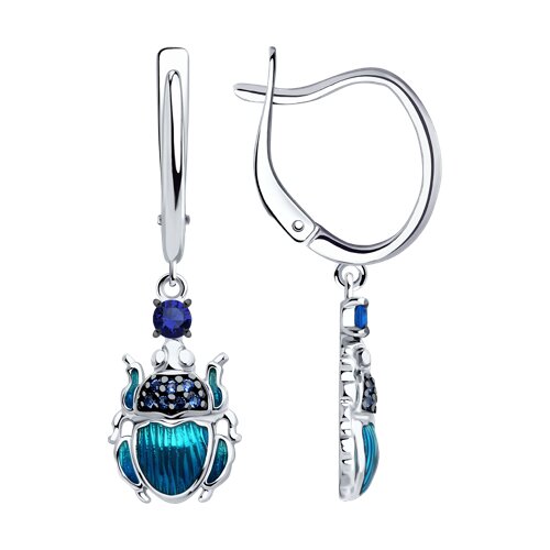 Серьги из серебра с фианитами и эмалью Ювелирное изделие - Серьги из серебра с фианитами и эмалью в магазине Best-Gold 125783