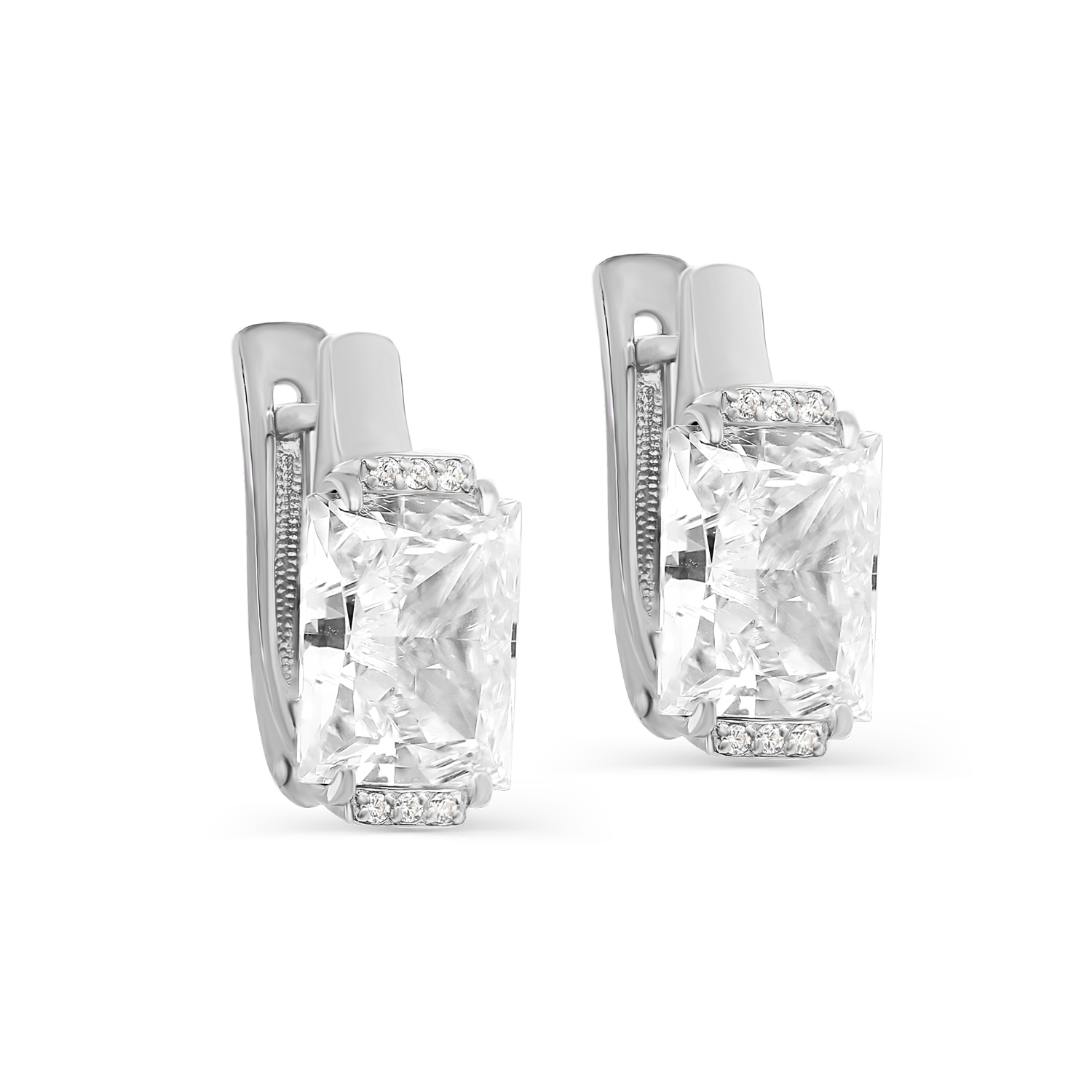 Серьги из серебра с бриллианитами и фианитами Ювелирное изделие - Серьги из серебра с бриллианитами и фианитами в магазине Best-Gold 125290