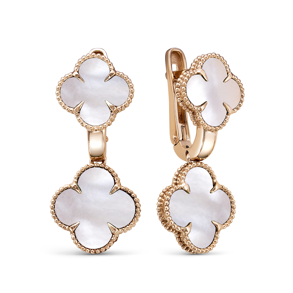 Ювелирное изделие - Серьги из красного золота с перламутрами в магазине Best-Gold 034956