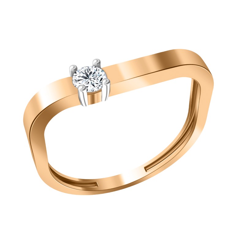 Кольцо из красного золота с фианитом Ювелирное изделие - Кольцо из красного золота с фианитом в магазине Best-Gold 155923