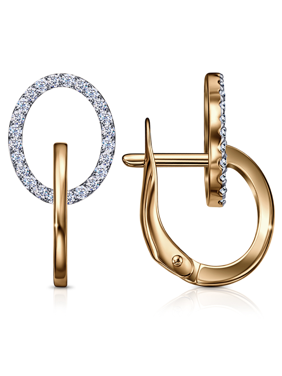 Ювелирное изделие - Серьги из красного золота с фианитами в магазине Best-Gold 150631