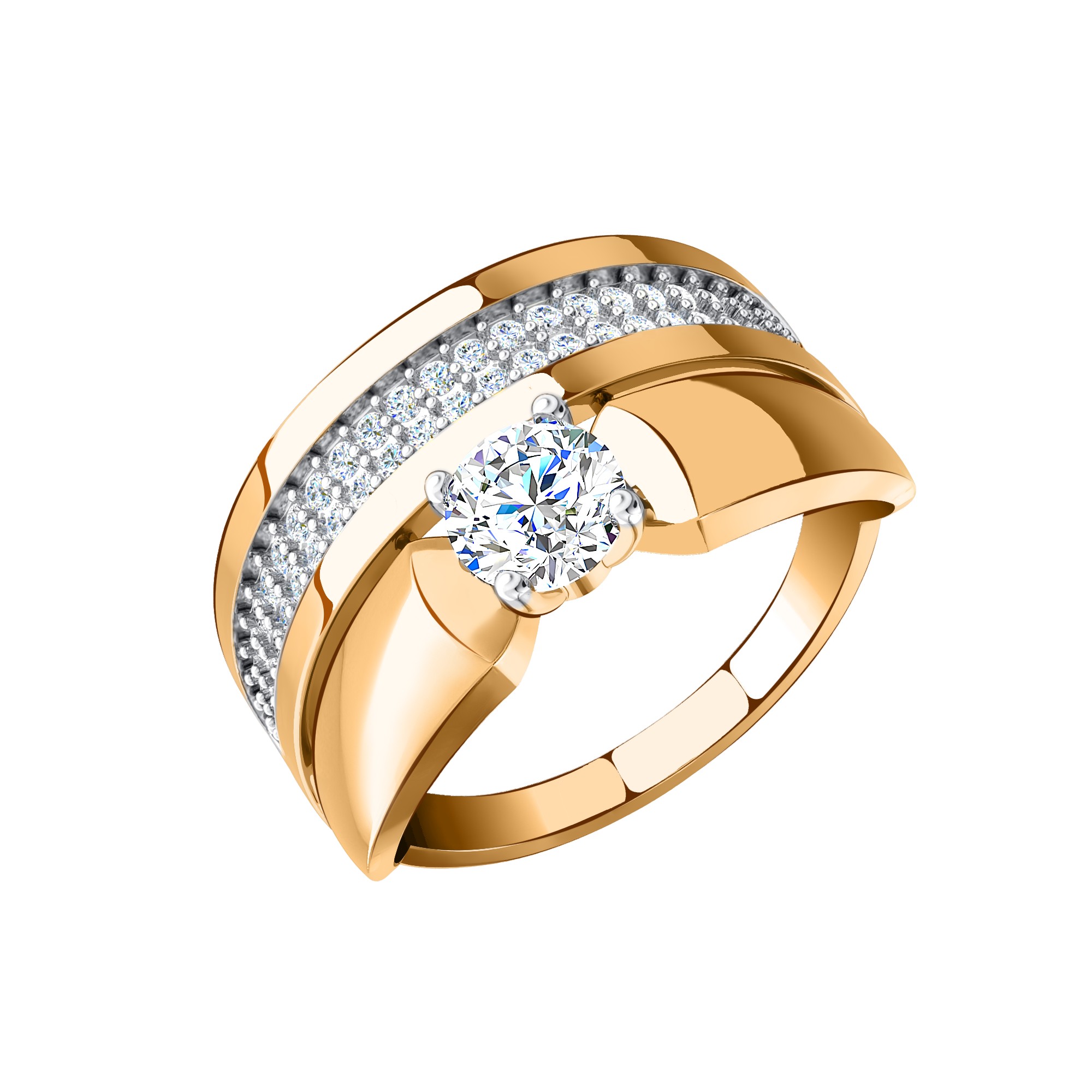 Кольцо из красного золота с фианитами Ювелирное изделие - Кольцо из красного золота с фианитами в магазине Best-Gold 122307