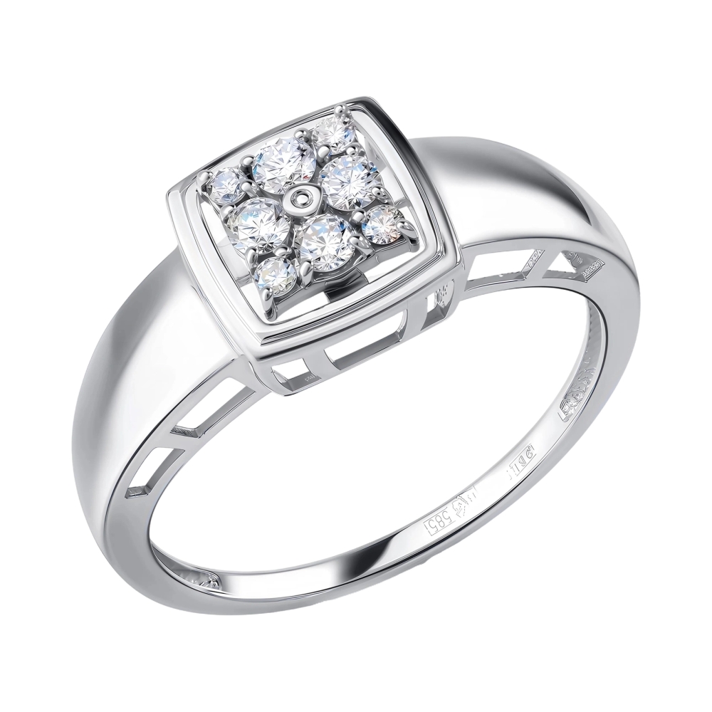 Ювелирное изделие - Кольцо в белом золоте с бриллиантом в магазине Best-Gold 132294