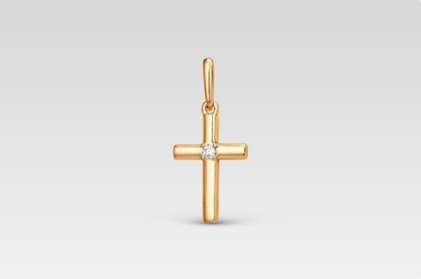 Ювелирное изделие - Крест из красного золота с бриллиантом в магазине Best-Gold 030948
