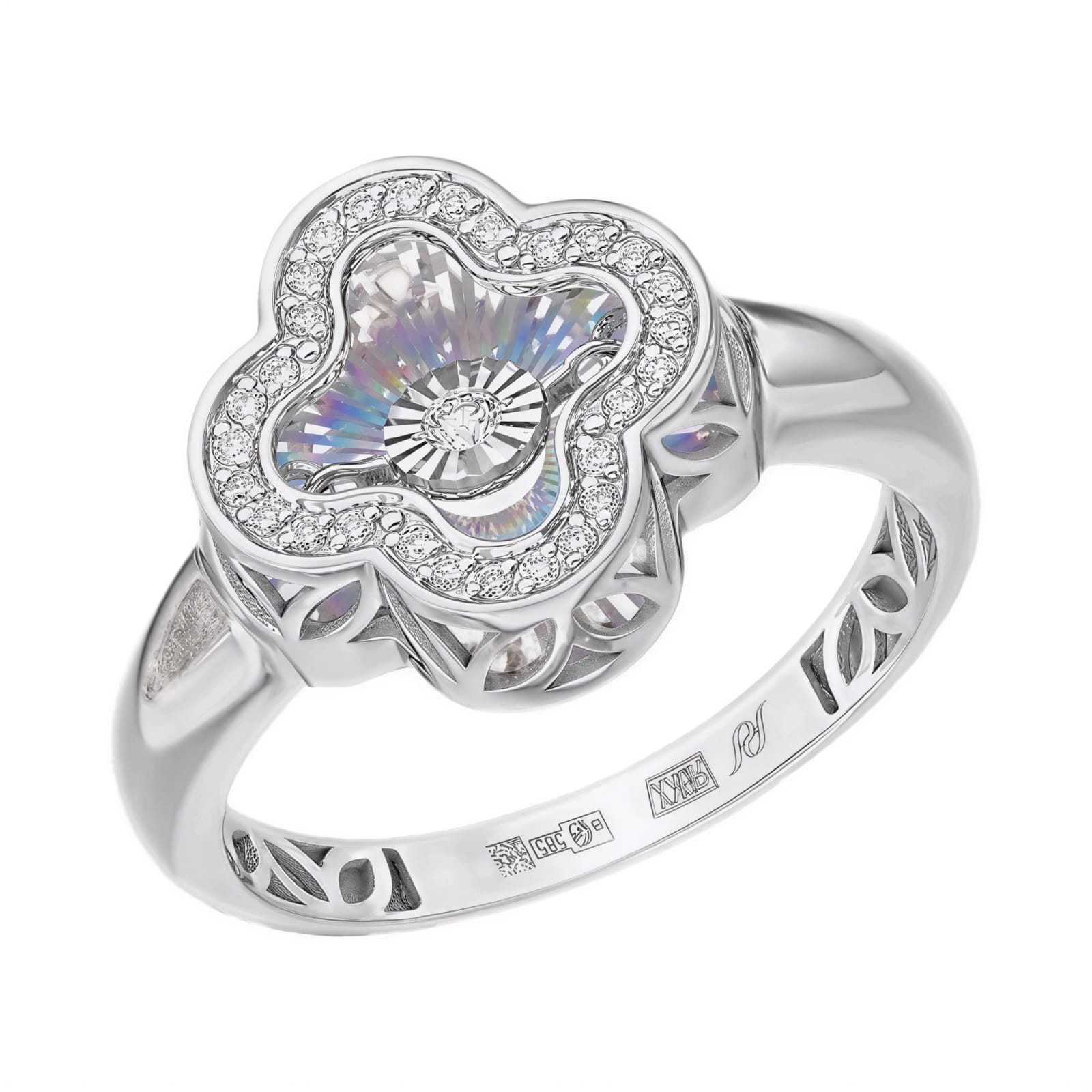 Кольцо из белого золота с бриллиантами