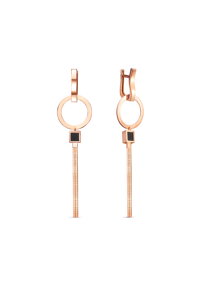 Ювелирное изделие - Серьги из красного золота с ониксом в магазине Best-Gold 144312