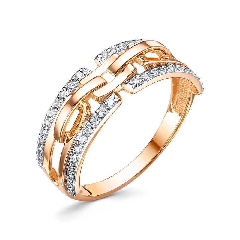 Ювелирное изделие - Кольцо из красного золота с фианитами в магазине Best-Gold 133163