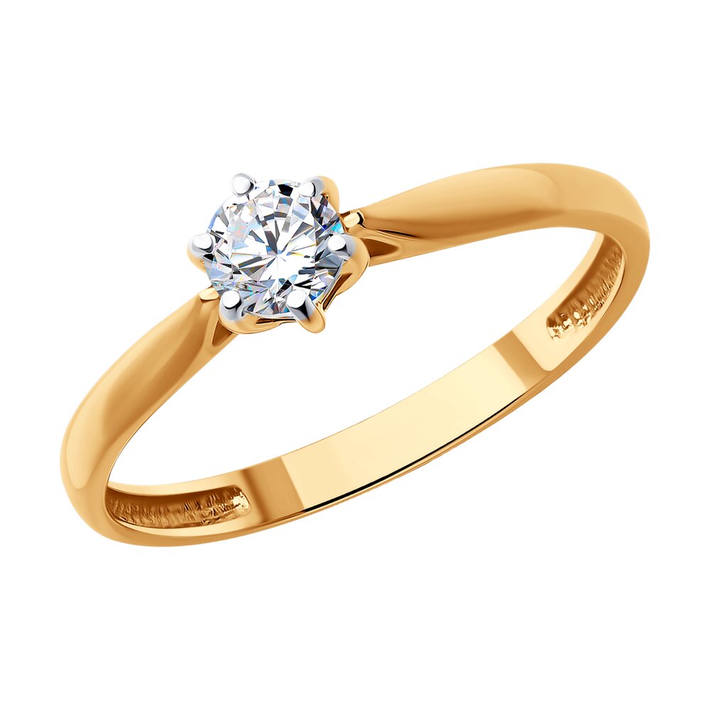 Ювелирное изделие - Кольцо из красного золота с бриллиантом в магазине Best-Gold 097884