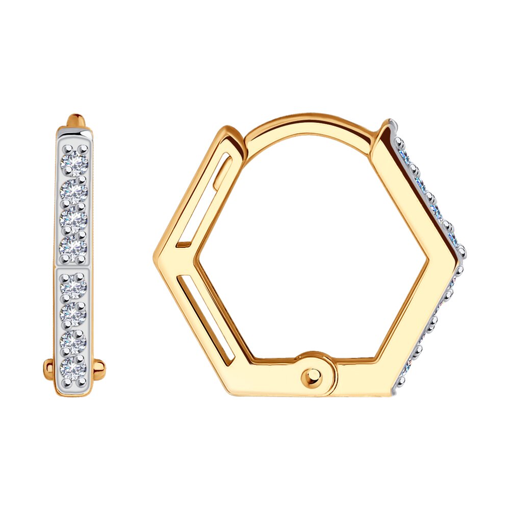 Ювелирное изделие - Серьги из красного золота с фианитами в магазине Best-Gold 123951