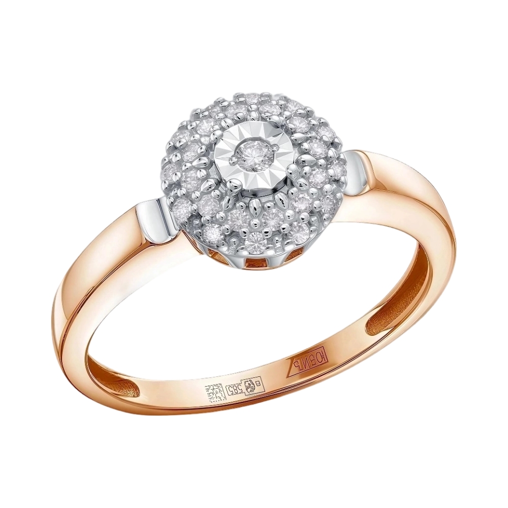 Кольцо из красного золота с бриллиантами Ювелирное изделие - Кольцо из красного золота с бриллиантами в магазине Best-Gold 153711