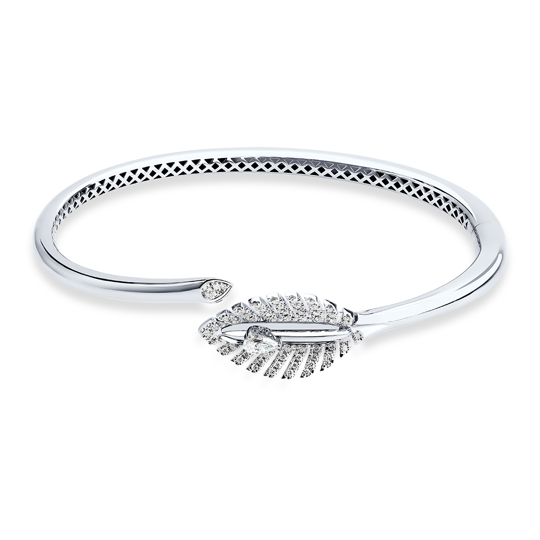 Браслет жесткий  из белого золота с бриллиантами Ювелирное изделие - Браслет жесткий  из белого золота с бриллиантами в магазине Best-Gold 150418