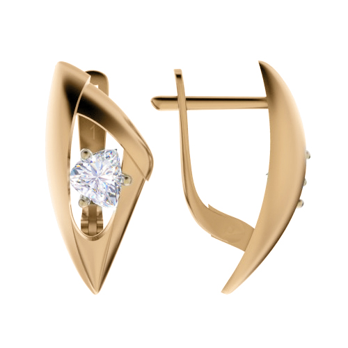 Ювелирное изделие - Серьги из красного золота с фианитами в магазине Best-Gold 033798