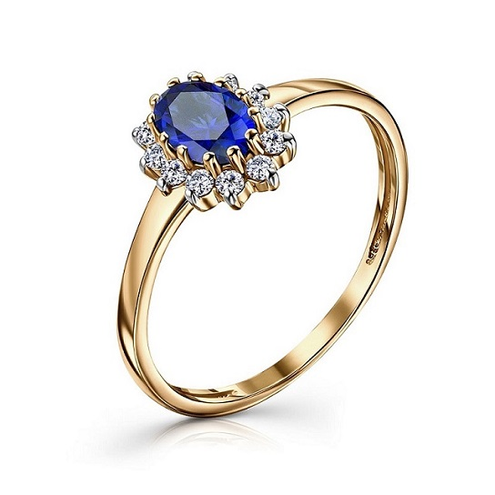 Кольцо из красного золота с сапфиром и брилиантами Ювелирное изделие - Кольцо из красного золота с сапфиром и брилиантами в магазине Best-Gold 153571