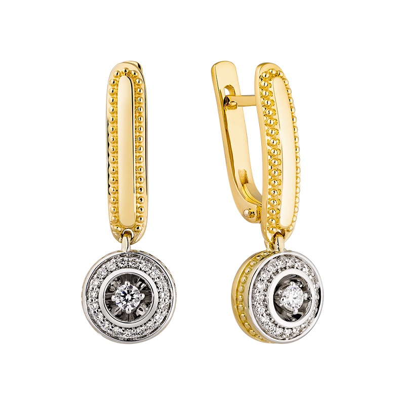 Серьги из желтого золота с бриллиантами Ювелирное изделие - Серьги из желтого золота с бриллиантами в магазине Best-Gold 156209