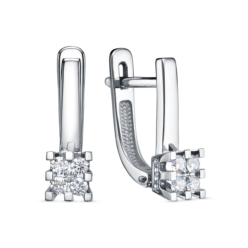 Ювелирное изделие - Серьги в белом золоте с бриллиантами в магазине Best-Gold 132330