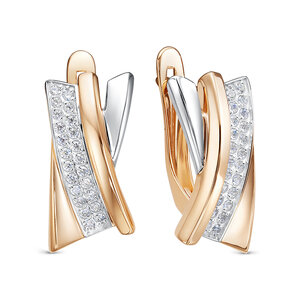 Серьги из красного золота с фианитами Ювелирное изделие - Серьги из красного золота с фианитами в магазине Best-Gold 152093